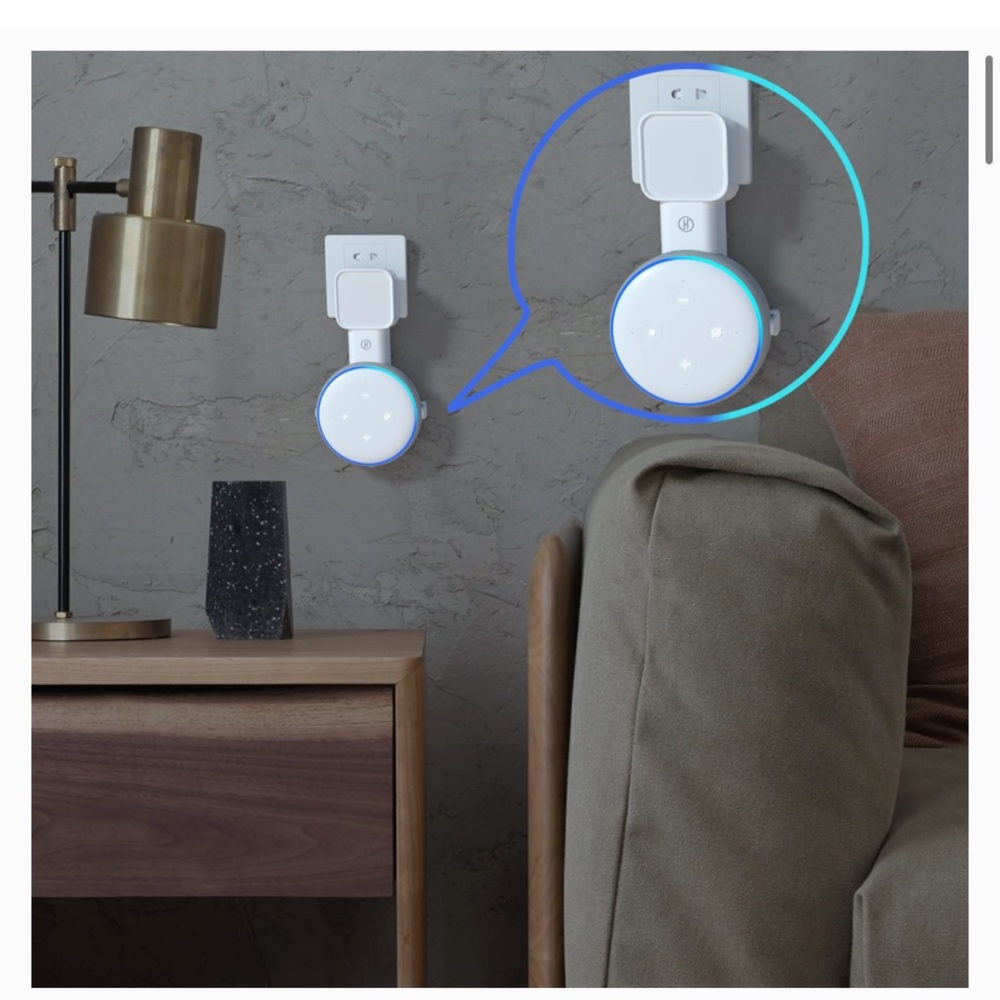 Amazon echo dot 3rd generation Wall mount holder with cord holder new white